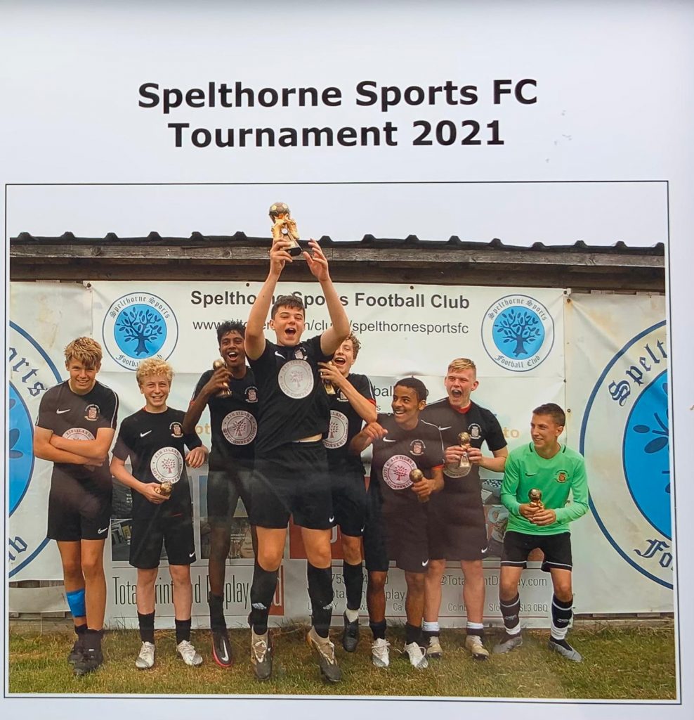 U16's lifting the trophy at Spelthorn tournament