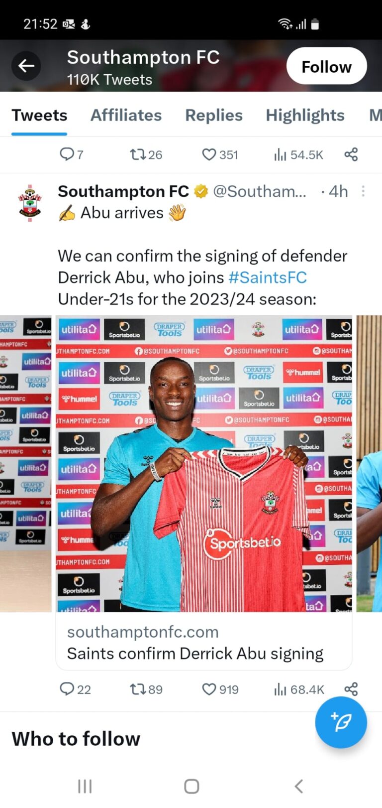Former Isleworthians plays signs for Southampton!